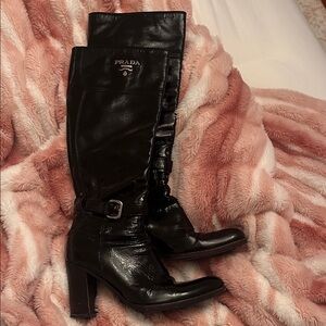 Prada Women's Black Heeled Leather Boots